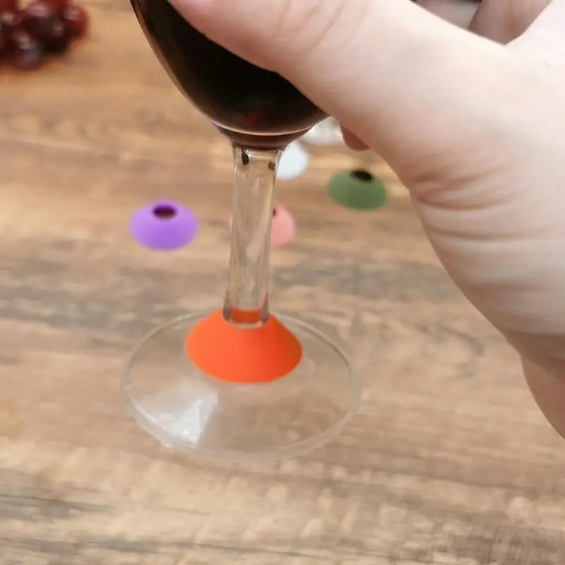 Wine Glass Markers 6X Silicone Wine Glass Markers Charm Colorful Triangular Cone Stem Glass Decoration For Bar Martinis Cocktail
