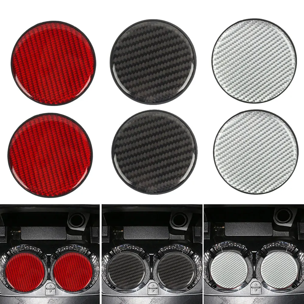 

2pcs Carbon Fiber Non-slip Car Water Cup Pad Rubber Mat for Bottle Holder Coaster Auto Interior Anti-skid Cup Holders 7cm