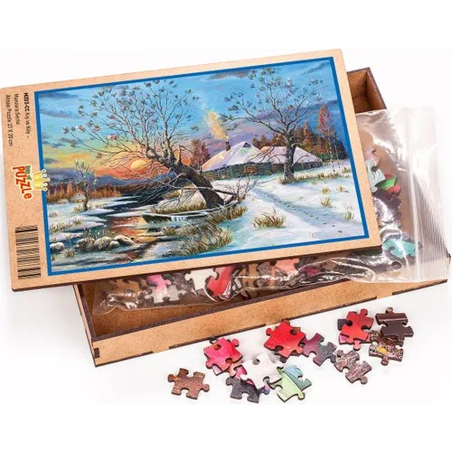 King Of Puzzle Winter and Village Wooden Jigsaw Puzzle 204 Pieces (MZ03-CC)