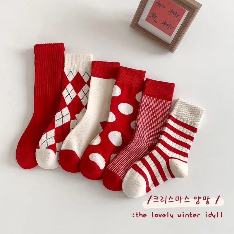 3 pairs Christmas Baby Socks Autumn Winter  Mid-Calf Children kids Floor Socks For New Year