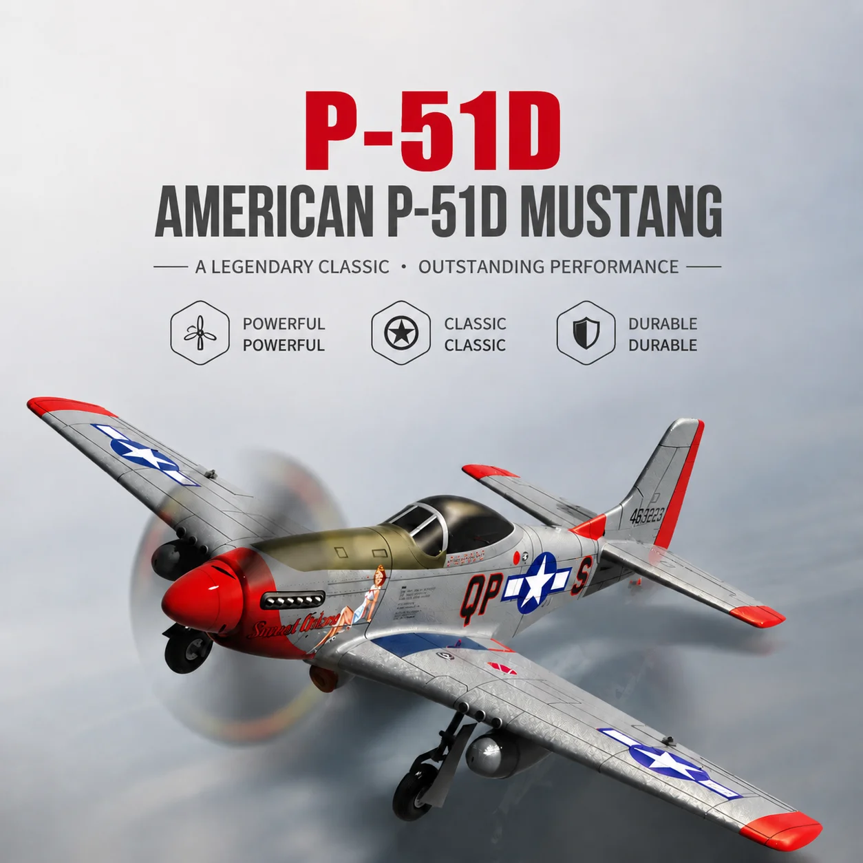 P51D Mustang RC Fighter 2.4G 4CH RC Plane With HD Camera Brushless Motor One Key Aerobatic RTF Aircraft with Gyroscope Toys