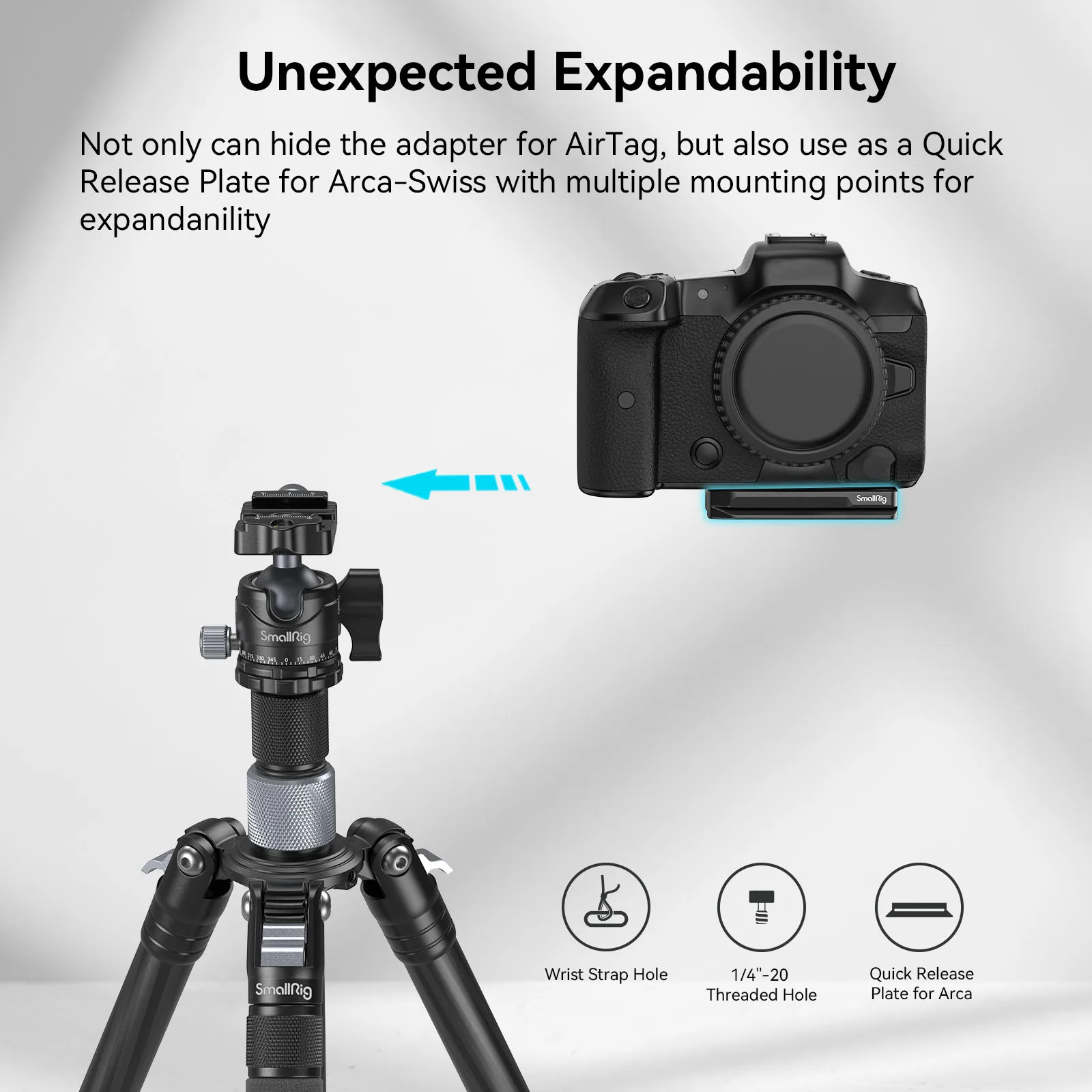 SmallRig Quick Release Mount Plate Arca-Type Compatible for AirTag Track The Camera Location for Sony for Canon 4150