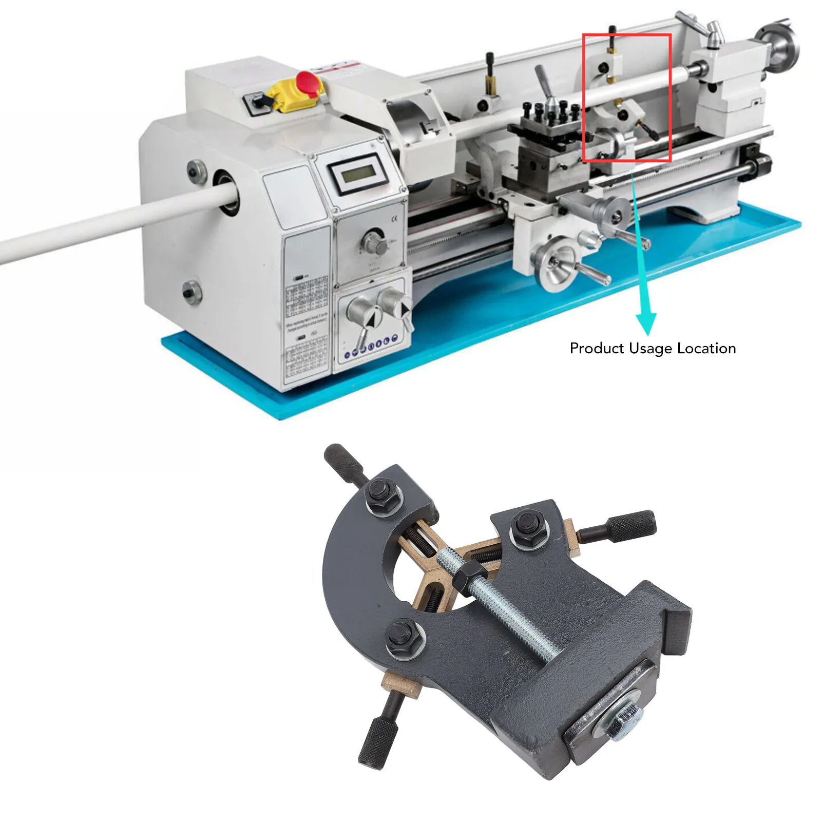 Steady Rest, Wood Lathe Steady Rest Grey Color Metal Mini Lathe Steady Rest for 0618 CJ18 CJ0618A 7x12 7x14 0618‑3B