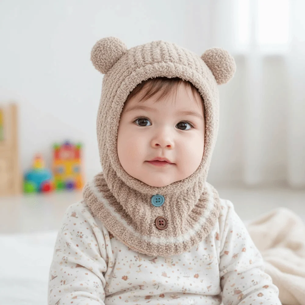 Cálido pasamontañas de felpa jersey sombrero conejo dibujos animados Animal protección para los oídos bufanda gorra a prueba de viento a prueba de frío niños gorro con capucha Unisex