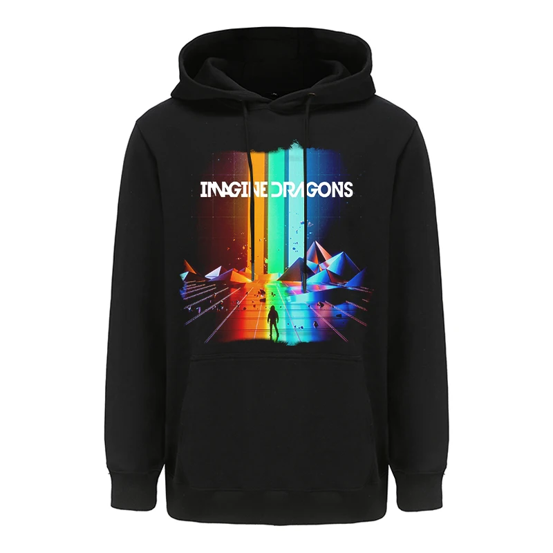 Vintage Mens Hoodies Imagine Dragons Rock Band Hoodie Sweatshirts Casual Outerwear Heavy Metal Coat Hooded Streetwear Hoody Tops