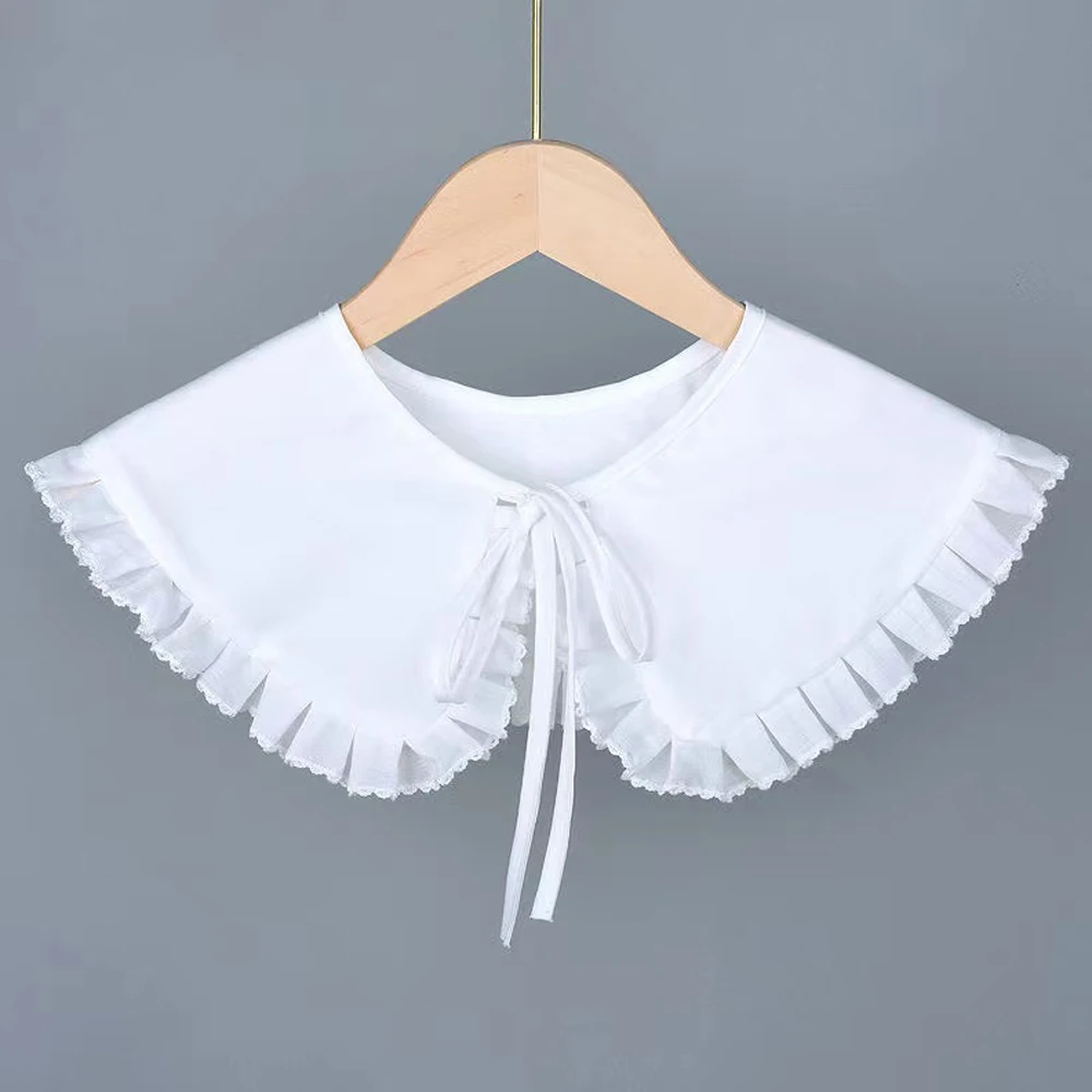 

Wrap Lapel Detachable Collars Necklace False Collar Women Cotton White Sweet Lapel Fake Collar Girl Ruffles Half Shirt Shawl
