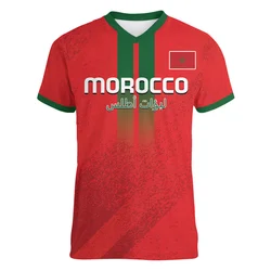 Morocco Football T Shirt For Men Cool 3d Printed Moroccan Sports V Neck T-shirt Tops Short Sleeve Summer Soccer Tee Shirts