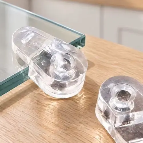 Clear Plastic Glass Retaining Clips Mirror Holder Brackets For Cabinet Shelf Board Mounting Hardware Accessories