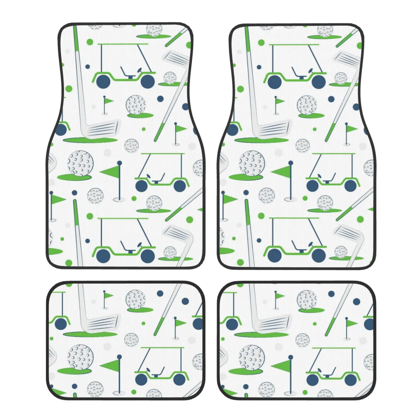 Golf Enthusiast Sports Pattern Car Floor Mats Waterproof Car Carpet Mat Set of 4pcs with Anti-Slip Backing Fit for SUV Trucks