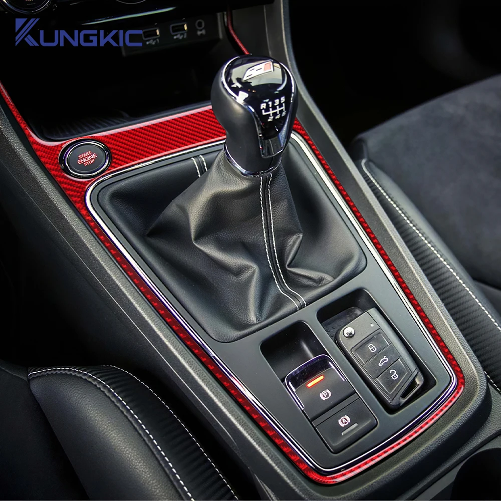 

For Seat Leon 2017 2018 2019 Real Soft Carbon Fiber Sticker LHD RHD Car Gear Shift Outer Frame Panel Trim Interior Accessories