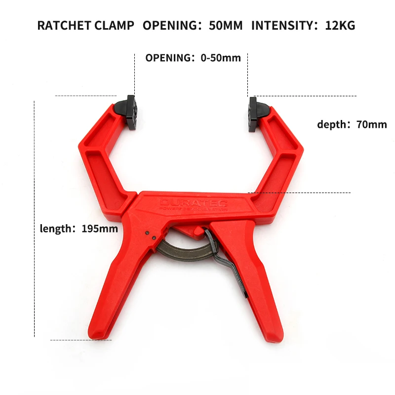 Quick-Release Ratcheting Hand Clamps with 2-Inch Jaw Opening Spring Clip Heavy Duty Plastic Powerful Clamp for woodworking