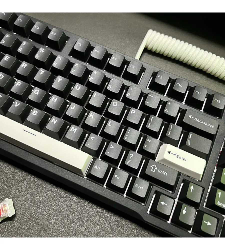 Pure black two-color keycap PBT material icon black/white/gray gradual change of original height