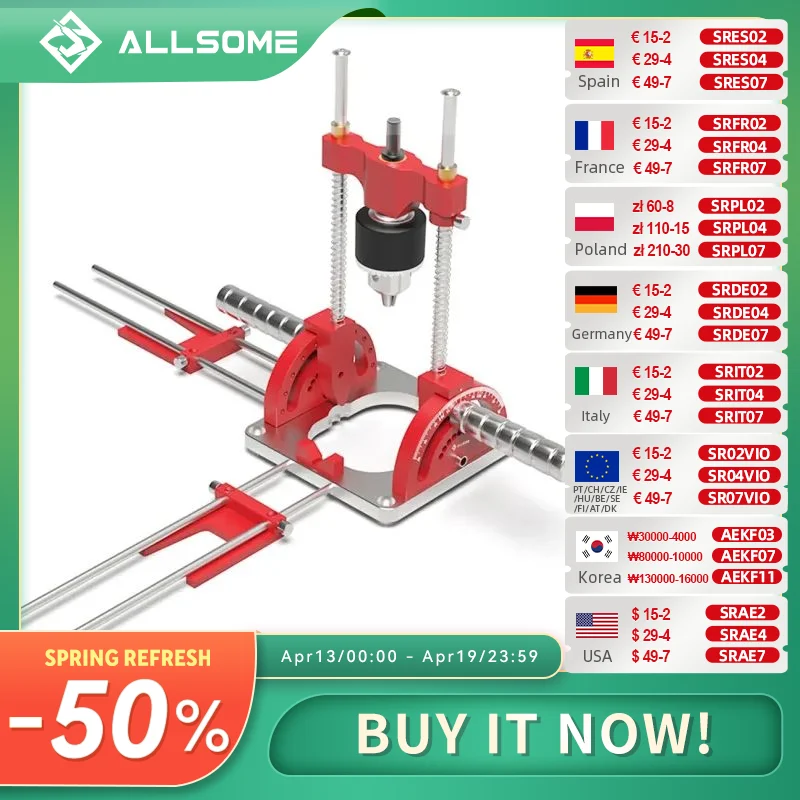 

Направляющая прецизионной дрели Allsome для электрических дрелей, многоугольный держатель направляющей с патроном для плоских и круглых заготовок