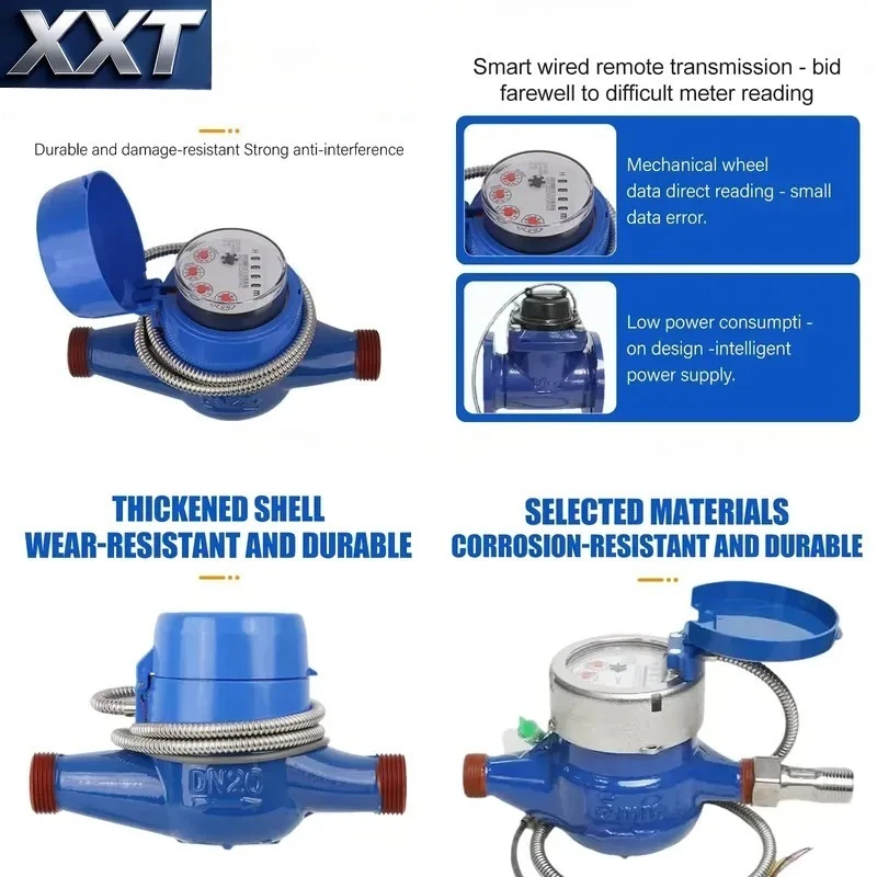 XXT Photoelectric Direct Reading Hot Water Meter Dry Dial Wired Remote Transmission RS485 Modbus RTU Smart Flow Meter