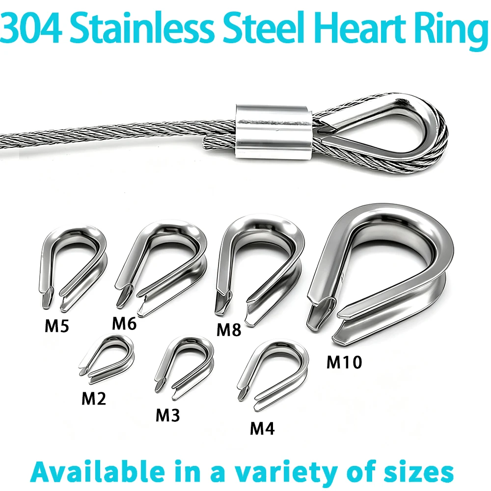 M2-M10 Chicken Heart Ring Steel Wire Rope Clamp Protection Fixing Accessories Cable Steel Wire Rope Sleeve Fixing Parts