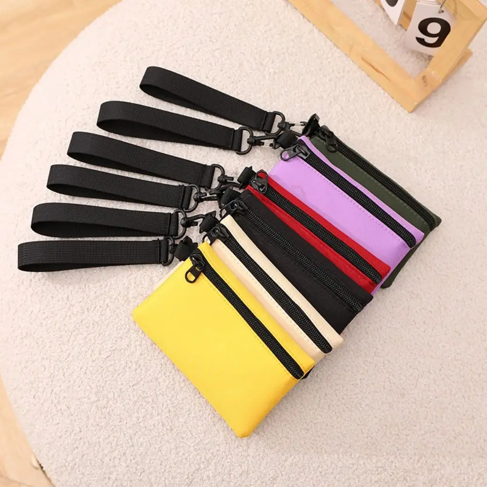 

Retro Korean Style Ox Cloth Coin Purse with Lanyard Wrist Bag Small Item Bag Coin Purse Canvas Card Storage Bag Travel