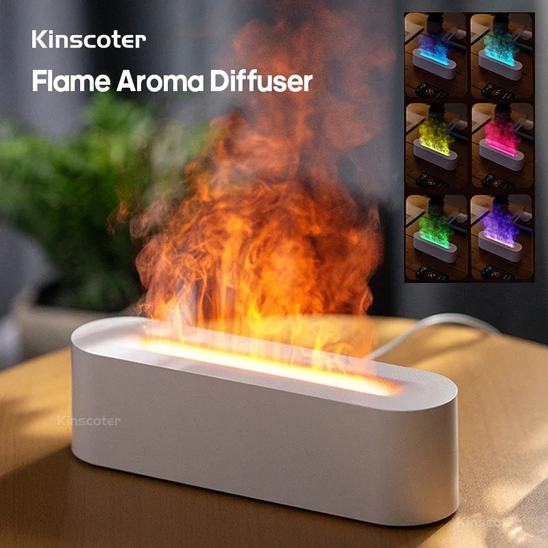 Colorful Flame Air Humidifier USB Ultrasonic Cool Mist Maker Essential Oil  Diffuser   Room Office