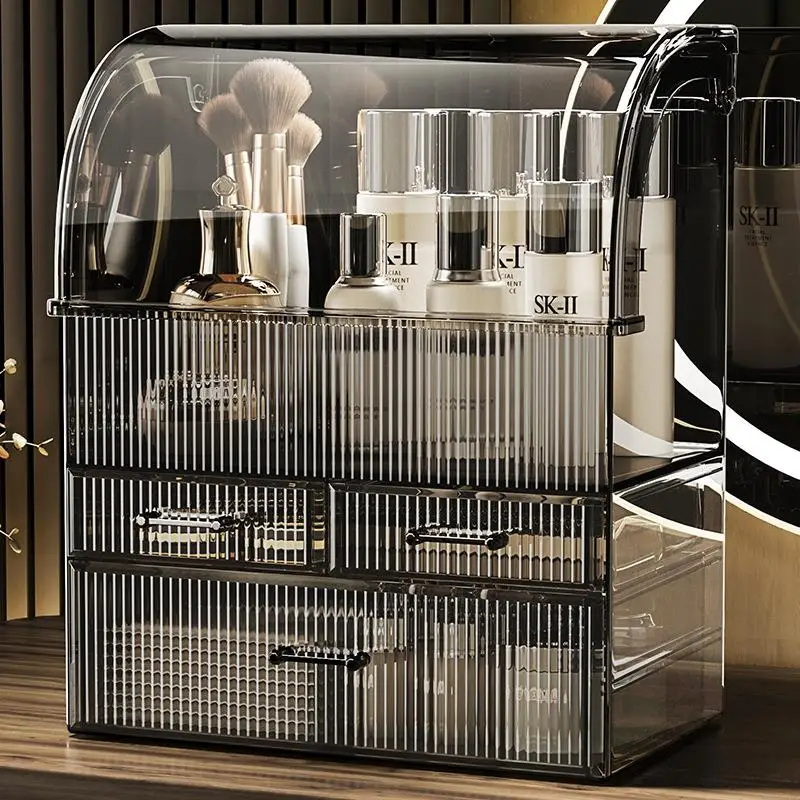 Transparent Acrylic Cosmetic Storage Box Large Capacity Skin Care Products Organizer Drawer Style Desktop Dustproof Holder