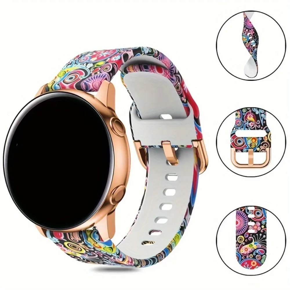 Print Silicone Band Color Buckle 20mm 22mm for Samsung Galaxy Watch Active 2 40mm 44mm 4 5 6 Classic Quick Release Men Women