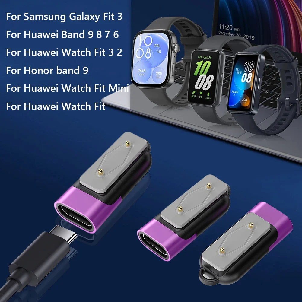 Adaptador de cargador magnético tipo C para Huawei Band 7 8 9/reloj Fit/Honor Band 9 10 Smartwatch USB-C adaptadores de conector de carga