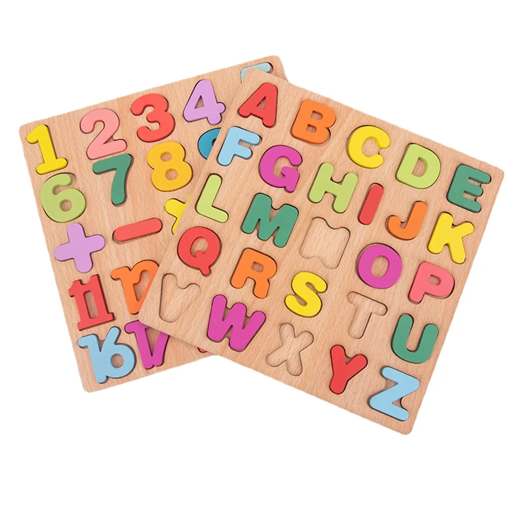 

Alphabet Digital Wooden Toys Children 20x20cm Kid Number Letter Matching Jigsaw Board Learning Toy Puzzle Jigsaw for Children