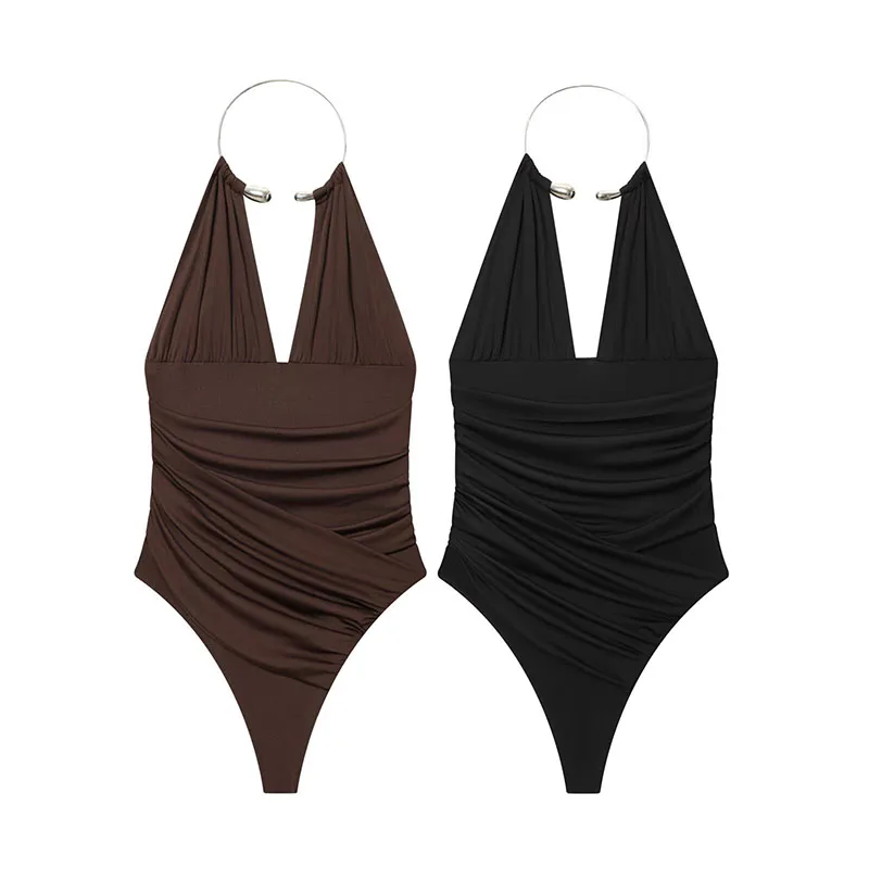 

Women Halter Bodysuit Sexy Sleeveless Body Top Female Fitting Bodysuit Summer Fashion