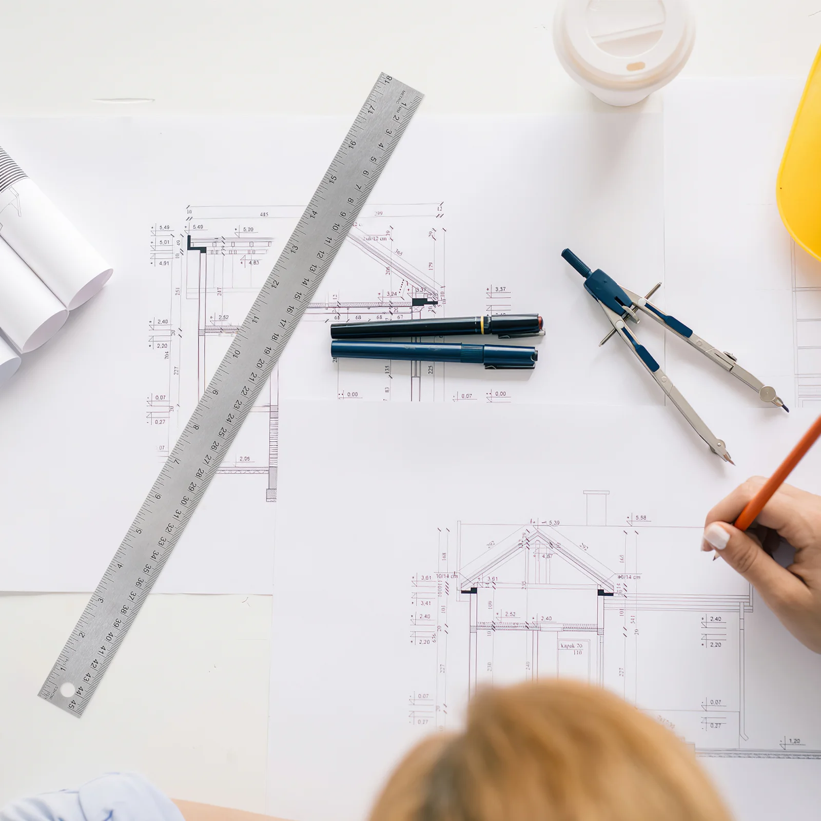 Precision Stainless Steel Cork Ruler Office Quilting Rulers Block School Student