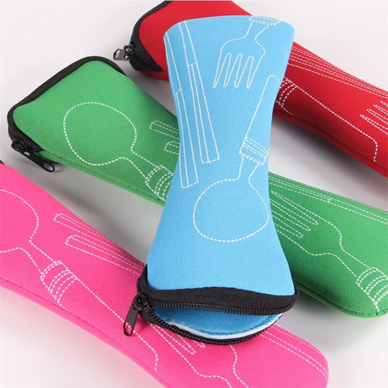 المحمولة أدوات المائدة حقيبة أدوات المائدة حقيبة عشاء مجموعة السفر صندوق تخزين وتعبئة أواني الطعام نزهة شوكة ملعقة حقيبة #1