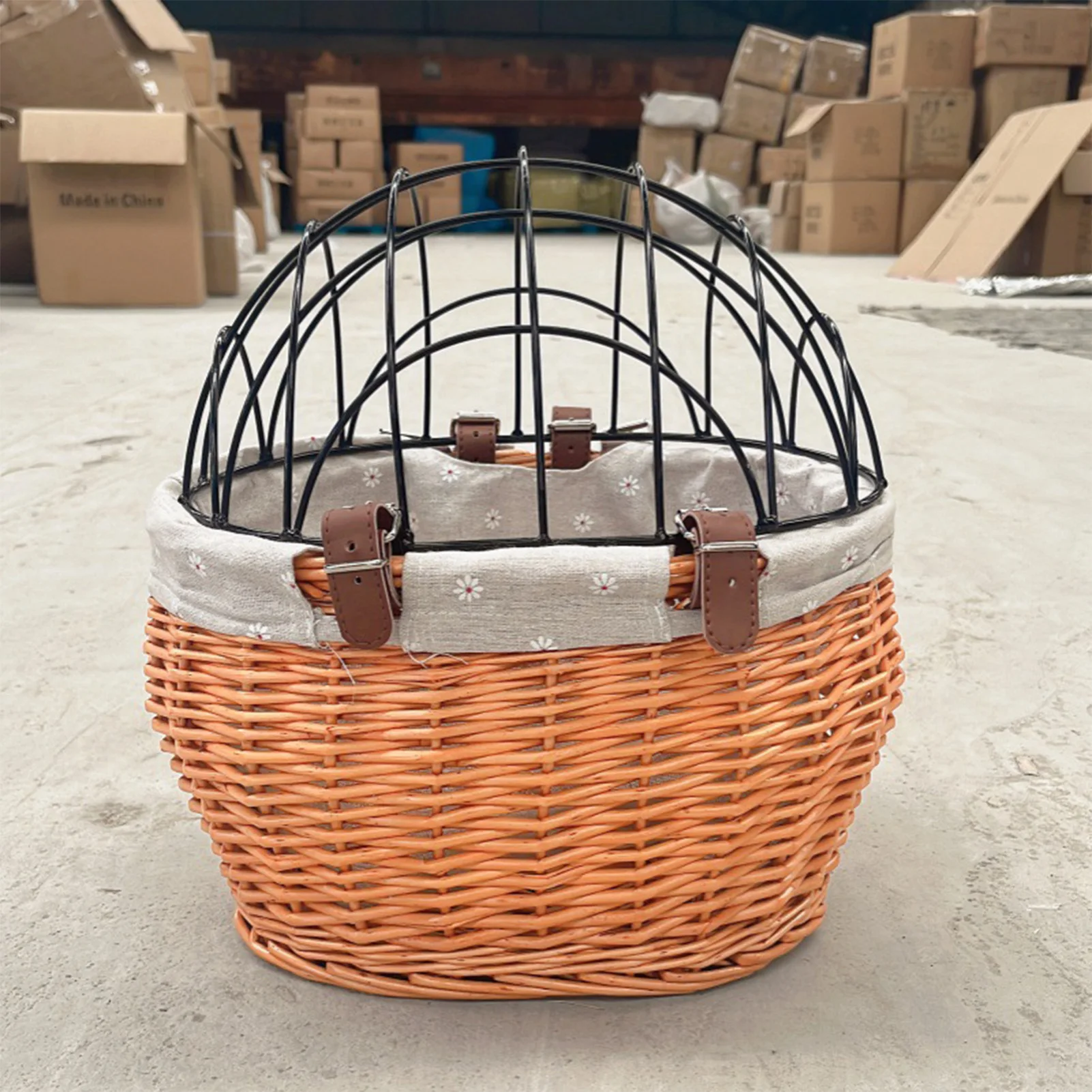 

Bicycle Front Basket Vine Woven Detachable Bicycle Front Handle Basket Cycling Cat Dog Place Cage Bicycle Modification Accessory