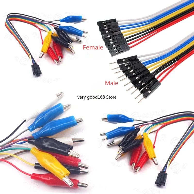 10pin Double-end Alligator Clips jump Wire Male Female Crocodile Clip Test Lead Jumper Wire Line Cable DIY Connection 20cm 30cm