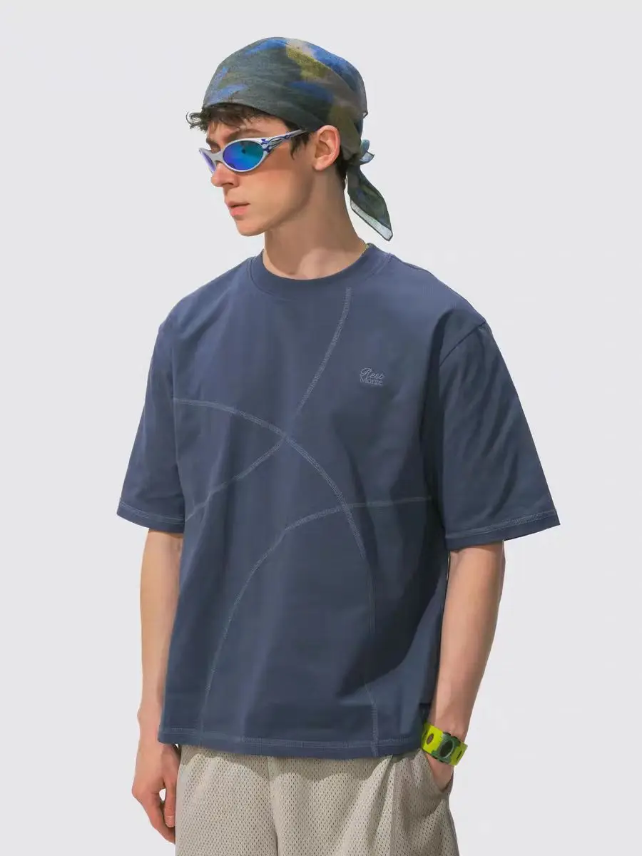 

Monterest Outdoor 7A Antibacterial Street-cut Loose Round-neck Embroidered Logo Short-Sleeved T-shirt for Men