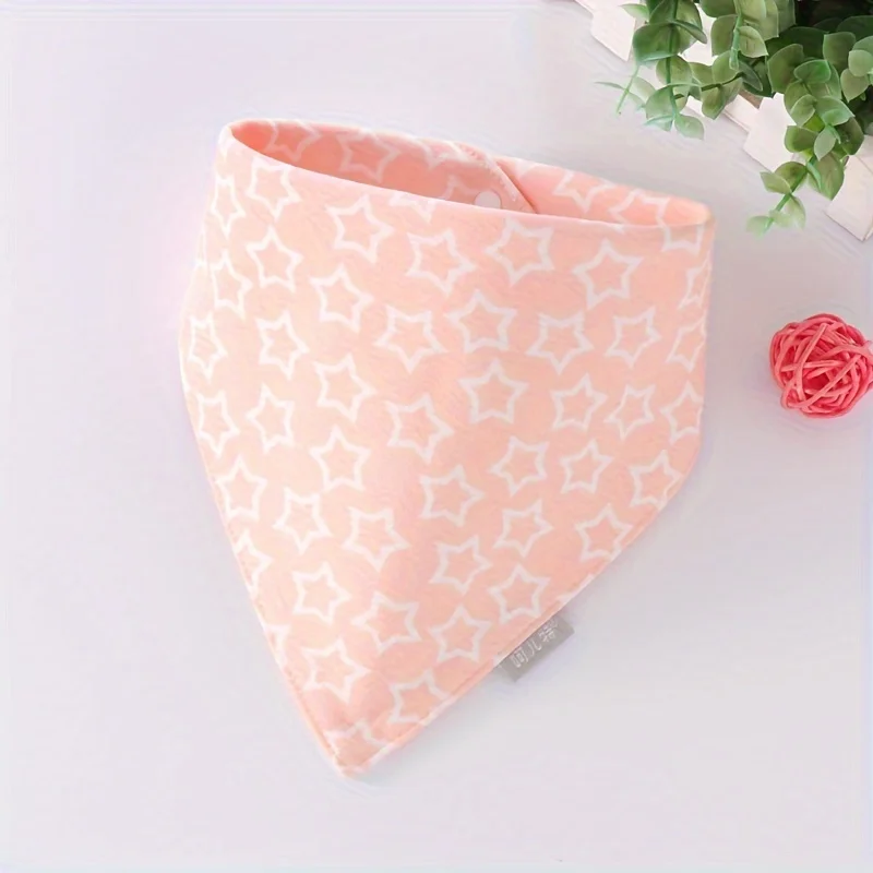 5-piece set of soft cotton children's bibs, double-layer absorbent non waterproof, knitted fabric