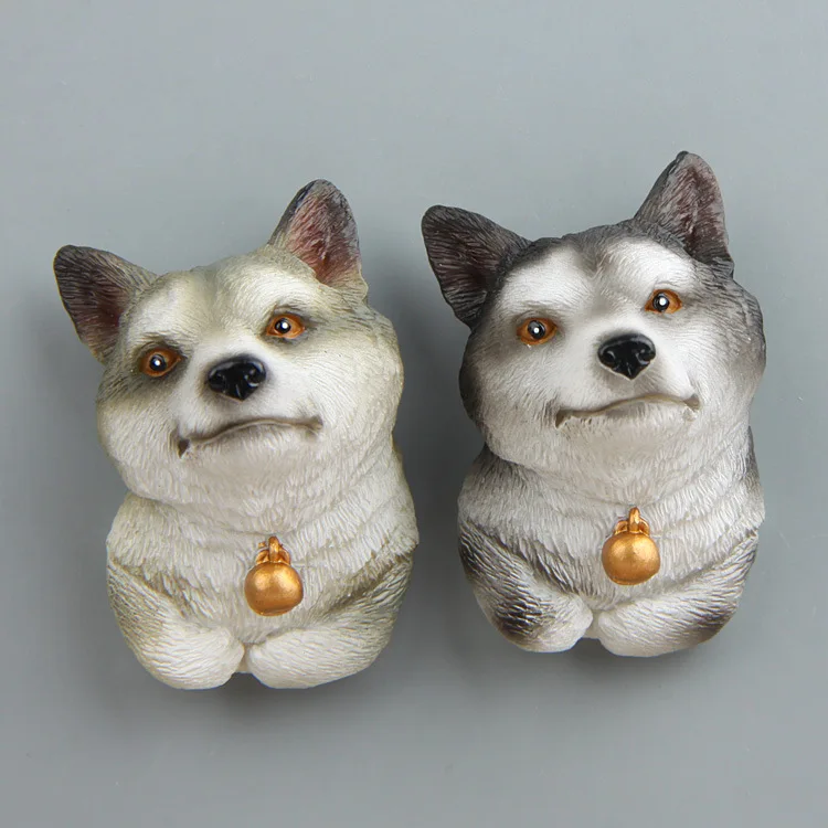 Imitowane zwierzęta Welsh Corgi Pembroke Shiba Inu mały dzwonek pies figurki dekoracja domu magnes na lodówkę naklejki modele zabawki