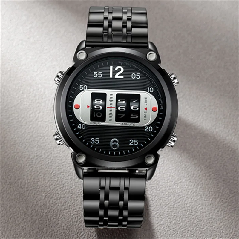 Men Unique Designer Watches Students Boys Big Brand Fashion Casual Alloy Band Sports Date Quartz Watch Montres de Marque de Luxe