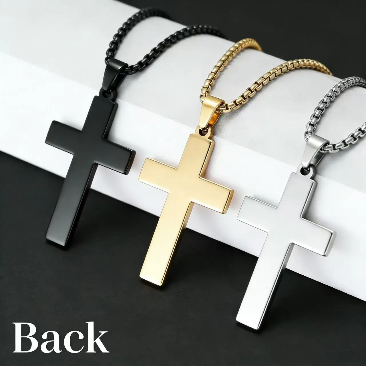 40MM*25MM Kleine Christus-Jesus-Kreuz-Halskette aus Edelstahl für Männer und Frauen, Schmuckzubehör – Detail 2