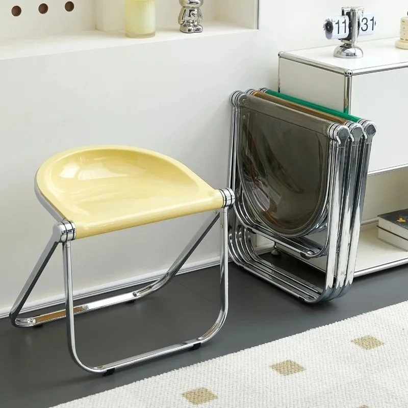 Simple Dining Chair Household Transparent Medieval Furniture Folding Stool Ins Chair Acrylic Stool Plastic Crystal Chair Stools image 3