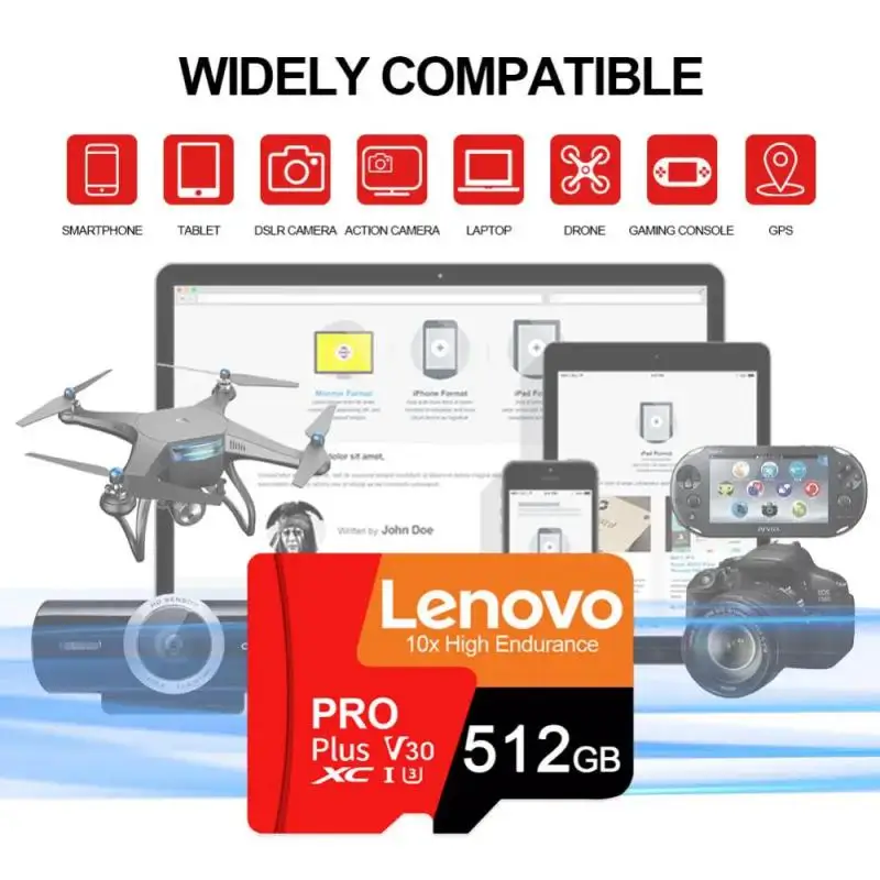 Lenovo-Carte mémoire haute vitesse pour téléphone et appareil photo, V30 Pro, Irritation, Original, 1 To, 2 To, TF, 10 Flash, 512 Go, 256 Go