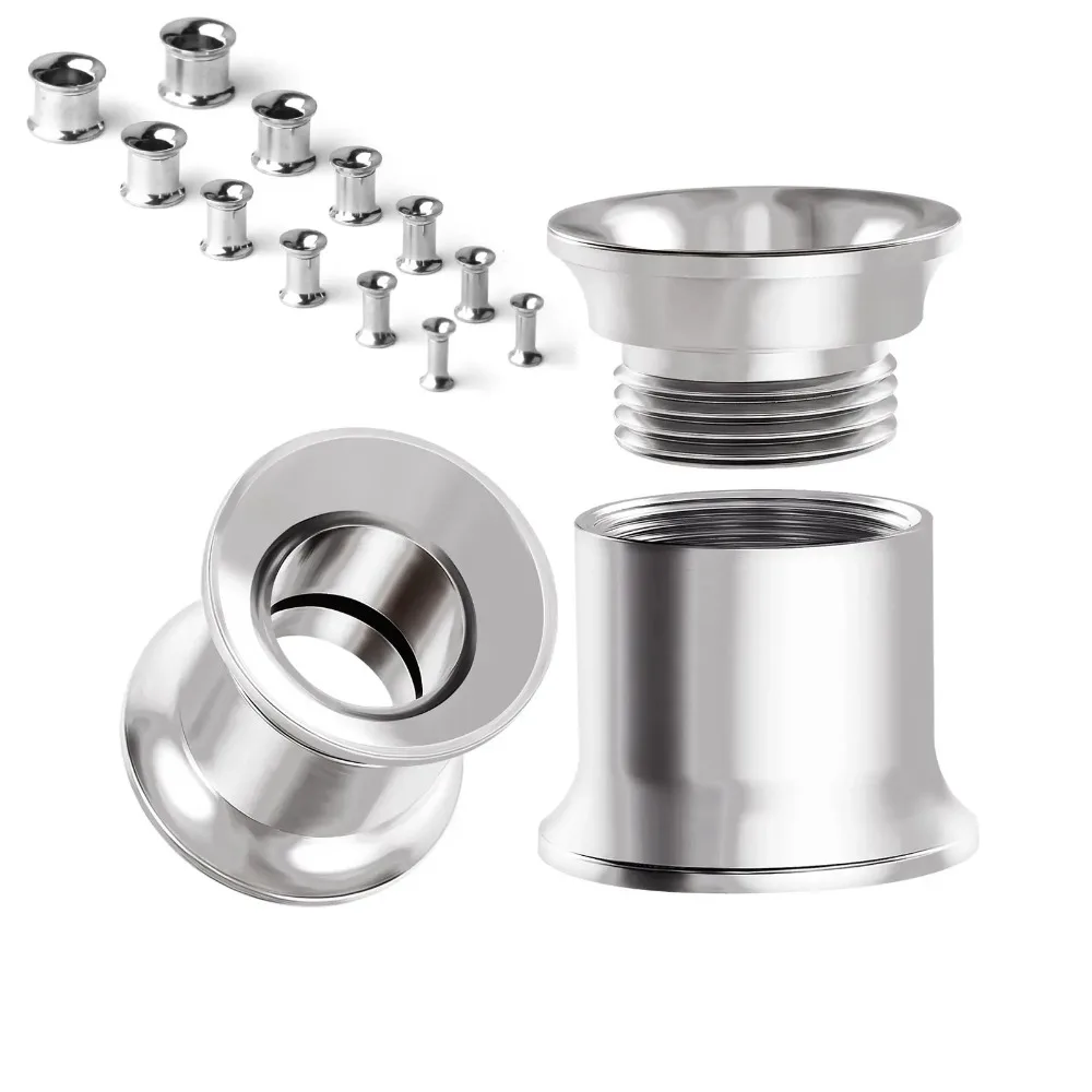2pc Surgical Steel Screw Fit Ear Gauge Plug Flesh Tunnel Stretcher 4g (5mm) - 3/4'' (20mm) Double Flared Expander