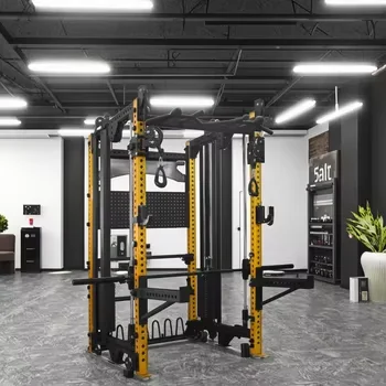 رف سميث القرفصاء متعدد الوظائف لتدريب القوة وتمارين كمال الأجسام والتي يهدف الصدر والساقين والظهر والأذرع ثلاثية الرؤوس