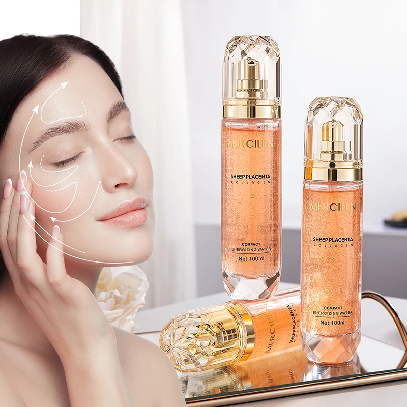 Mercilen Sheep Placenta Collagen Moisturizing Essence Water, Containing Niacinamide and Plant-Based Squalane, Brightens Facial Skin, Makes Skin Look Younger, and Is Suitable for All Skin Types