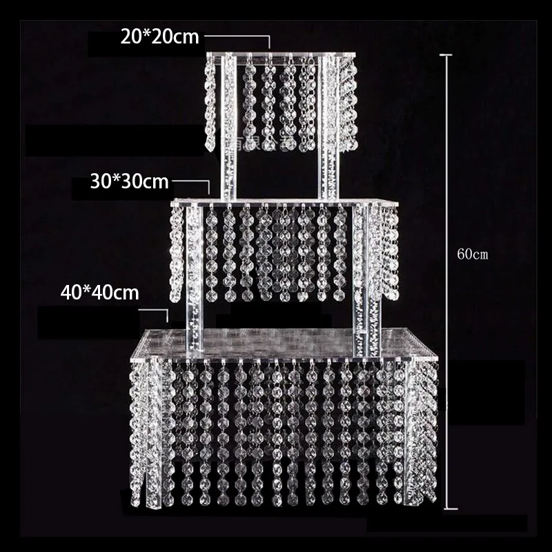 

Factory spot acrylic transparent multi-layer cake stand Classic crystal octagonal bead chain cake stand Dim sum stand