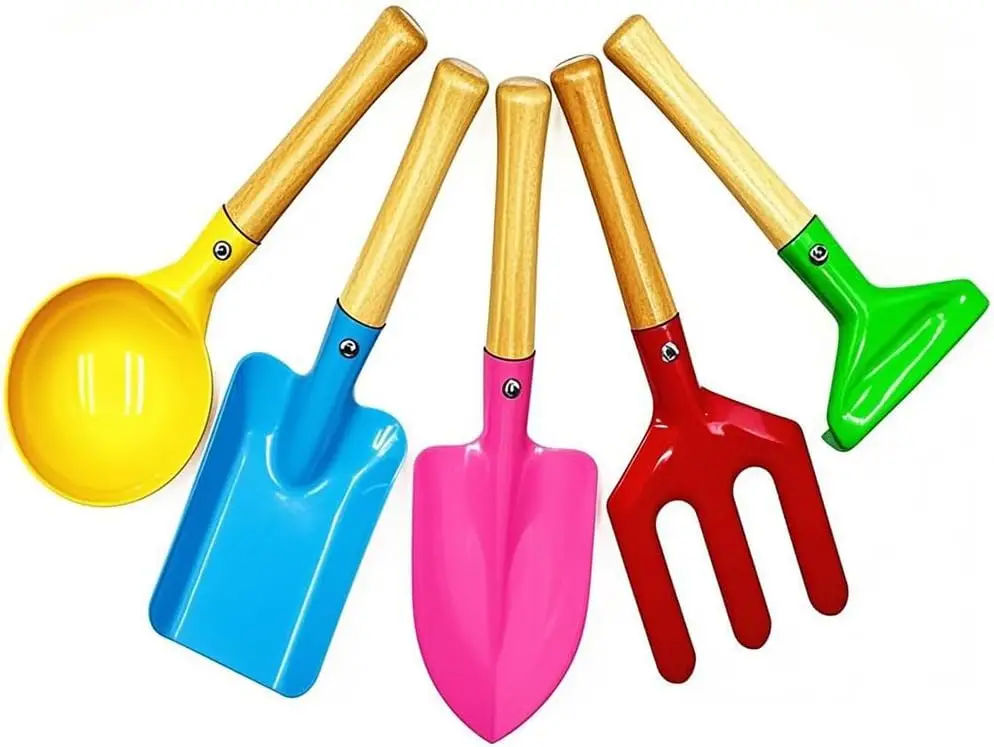 Juego de Herramientas de Jardinería: Paleta, Rastrillo, Pala, Cuchara, Horquilla - Regalo Ideal de Pascua para Jardineros