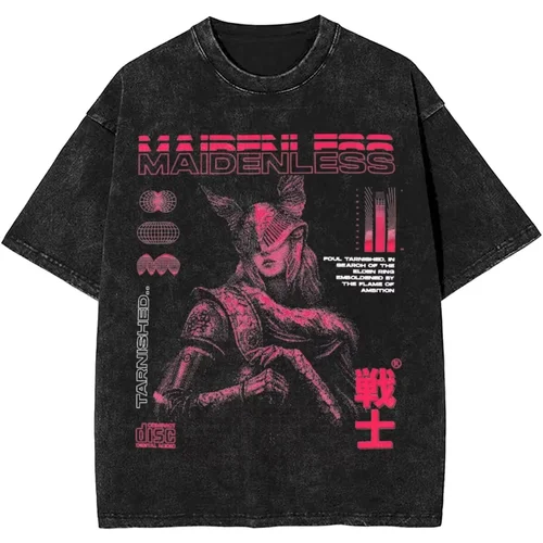 Imagen 2 del producto Camiseta lavada de Malenia Blade of Miquella para hombre y mujer, camiseta Harajuku sencilla clásica sin doncella de verano, nueva llegada