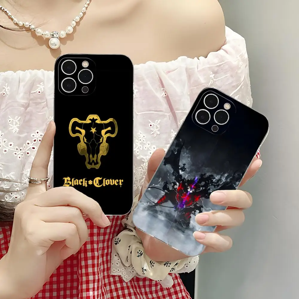 

Чехол для мобильного телефона Black Clover Asta для iPhone 16, 15, 14, 13, 12, 11 X XR XS 8 6 Pro Max Plus, мини-прозрачный цвет, защитная роскошь