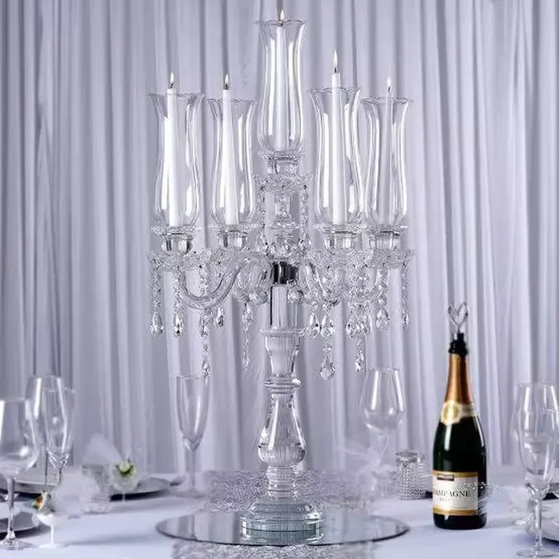 5 arm 80cm H crystal candlestick wedding ornament crystal candlestick candlestick MH-TZ0607