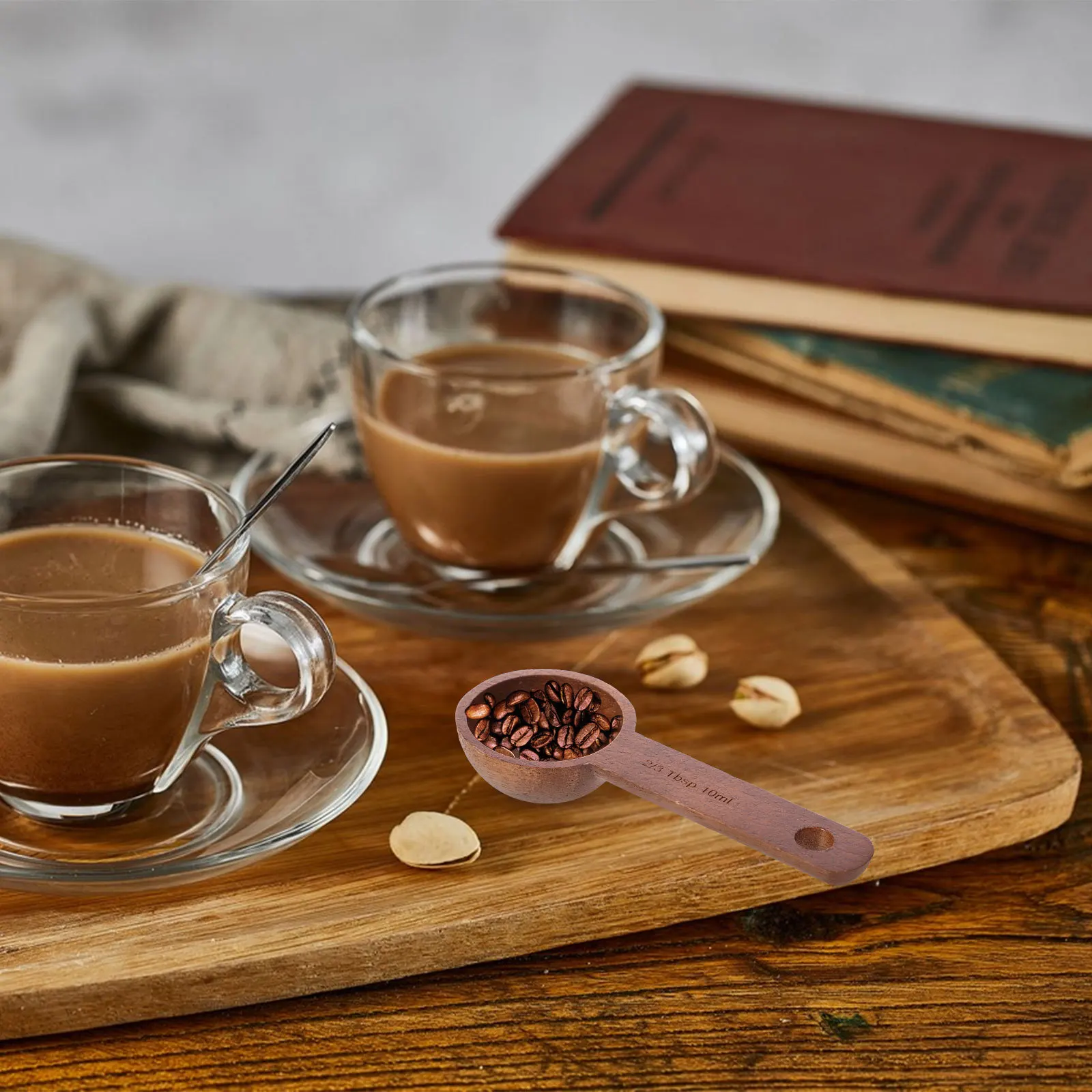 

1pc Black Walnut Wood Measuring For Coffee Tea Salt Sugar Kitchen Use Multi-Function Wooden Scoop Convenient