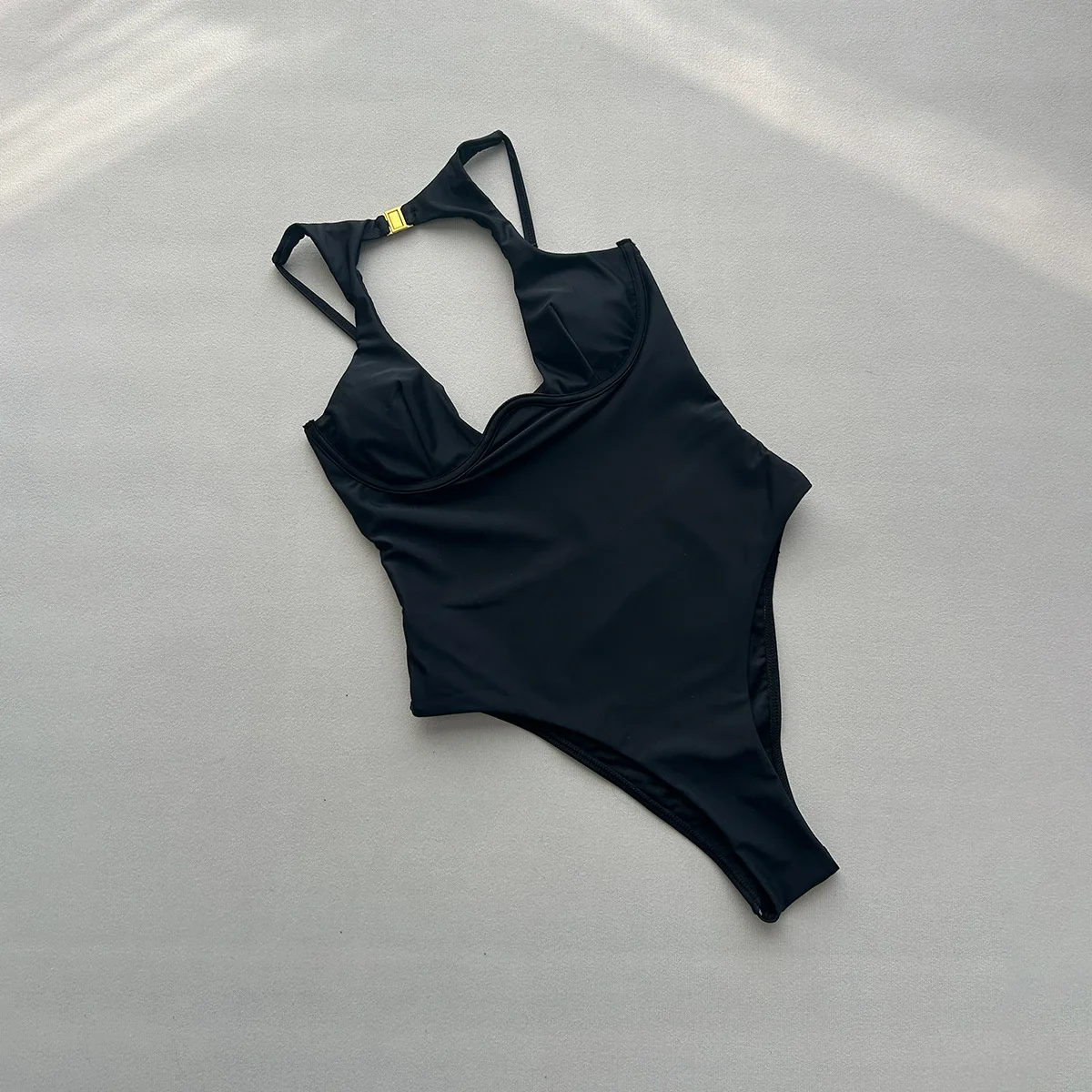 

Сексуальные черные однотонные купальники с эффектом пуш-ап, цельные купальники с вырезами, пляжная одежда, боди, бикини, танкини.