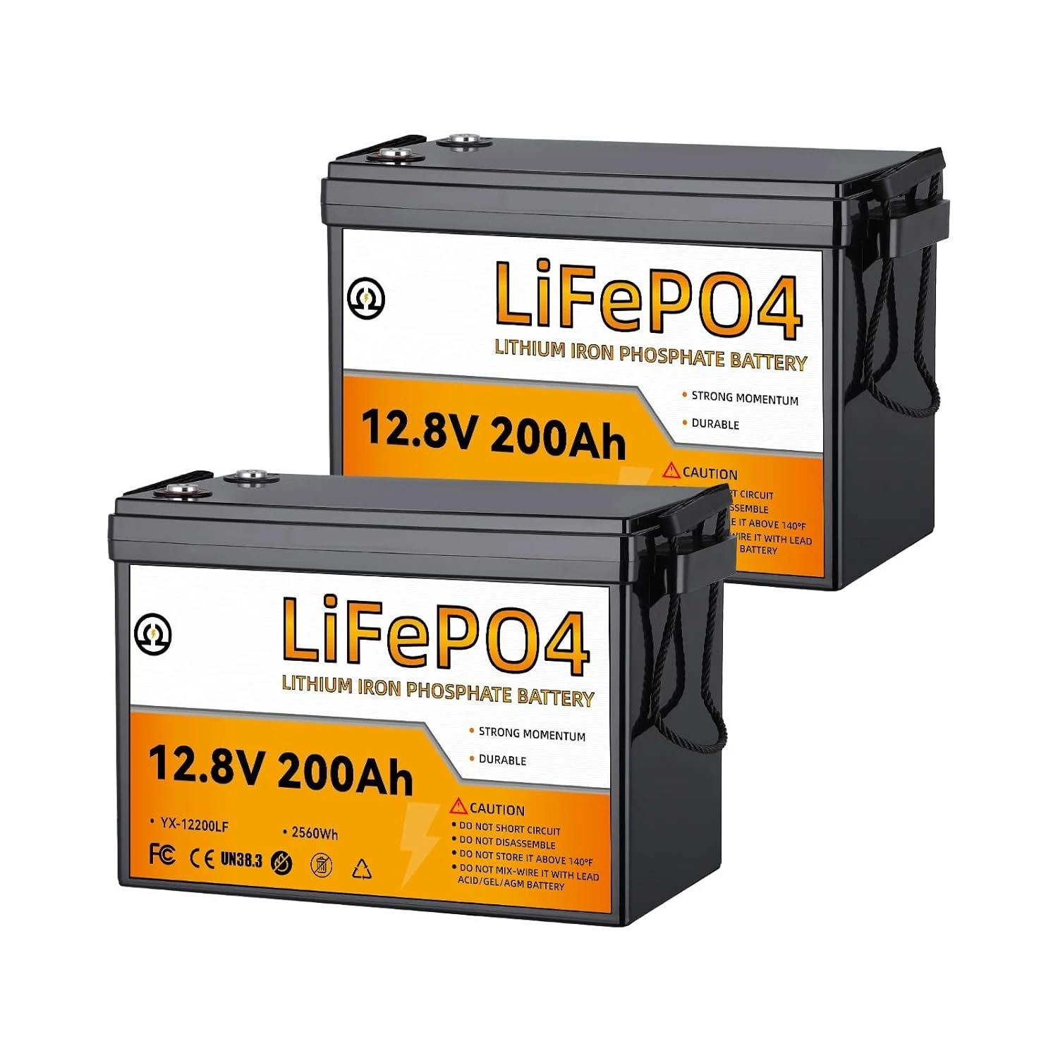 

Комплект из 2 аккумуляторных батарей LiFePO4 12В 200Ач с глубоким циклом разряда, встроенной BMS 100А, 5000-7000 циклов, идеально подходит для автодомов, на заказ