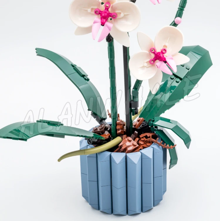 711pcs Creative Expert Orchid Plant Decor Bouquet Botanical Collection 10113 Building Blocks Sets Compatible With Model