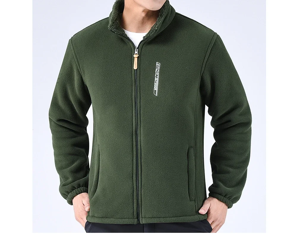 2024 Winter Men's Cashmere Jackets Casual Male Outwear Velvet Windbreaker Jackets Mens Soft Fleece Warm Coat Brand Clothing